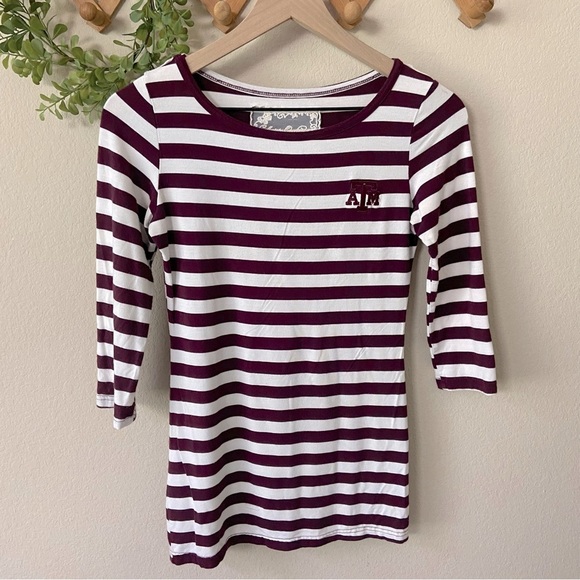 Collegiate Outfitters Tops - FINAL PRICE: COLLEGIATE OUTFITTERS | Maroon Cream Stripe 3/4 Sleeve Shirt S